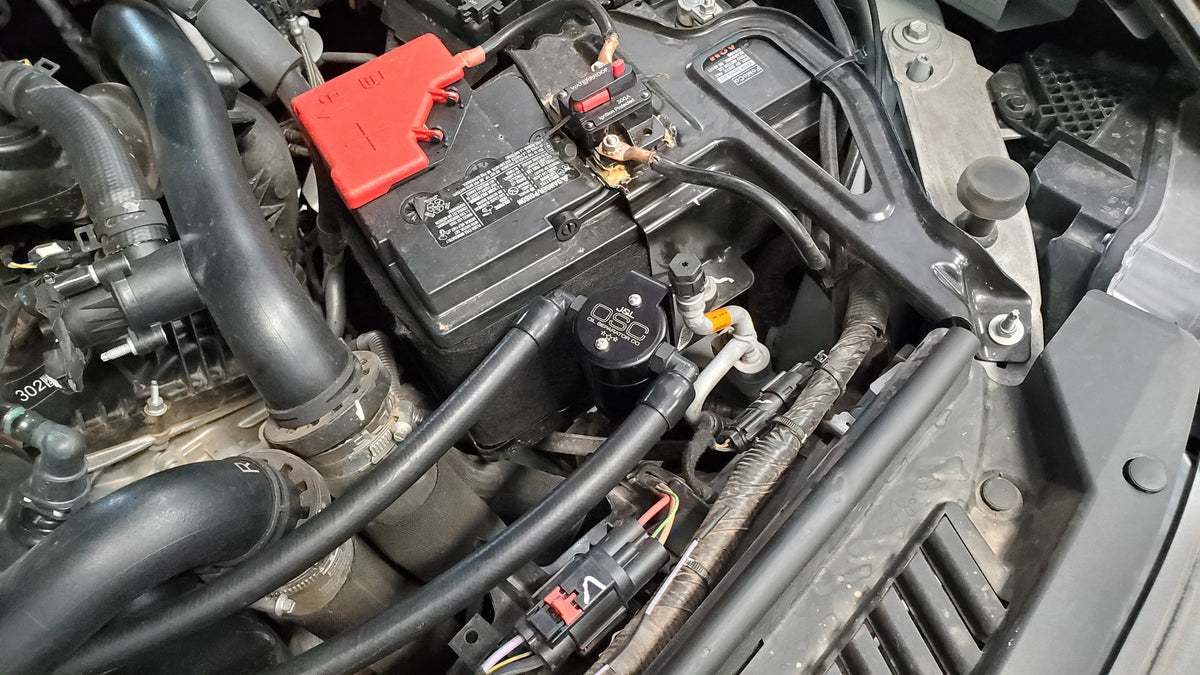 J&L 22-24 Ford Bronco Raptor 3.0L EcoBoost PCV Side Oil Separator 3.0 - Black Anodized - 3096P-B