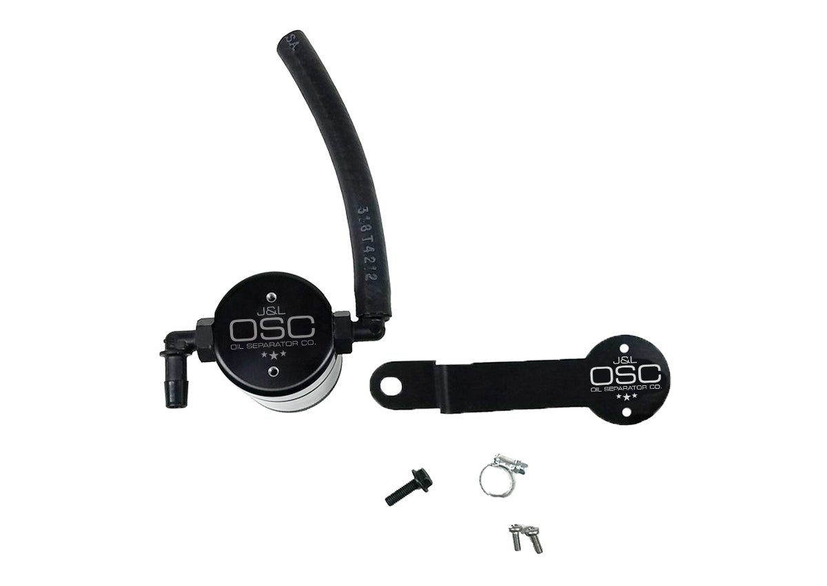 J&L 17-21 Honda Civic Type R Passenger Side Oil Separator 3.0 - Black Anodized - 3100P-B