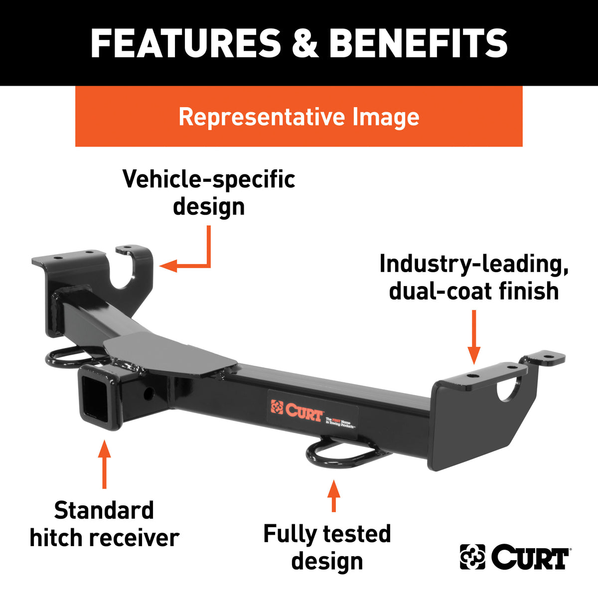 CURT 31017 2-Inch Front Receiver Hitch, Fits Select Dodge Ram 1500, 2500, 3500