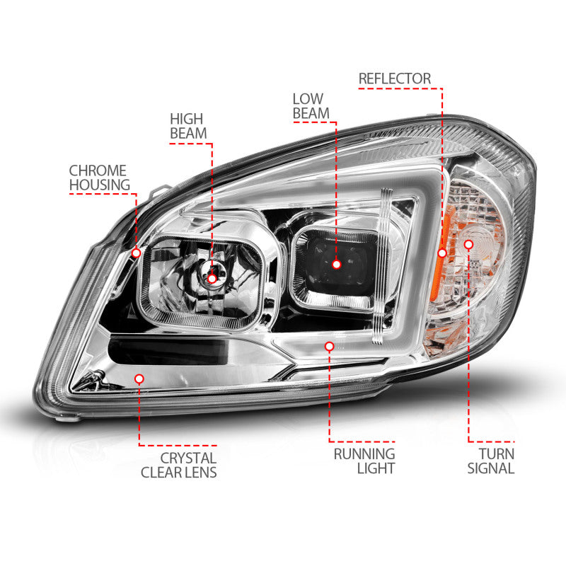 ANZO 05-10 Chevrolet Cobalt / 07-10 Pontiac G5 LED Projector Headlights Black Housing - 121576