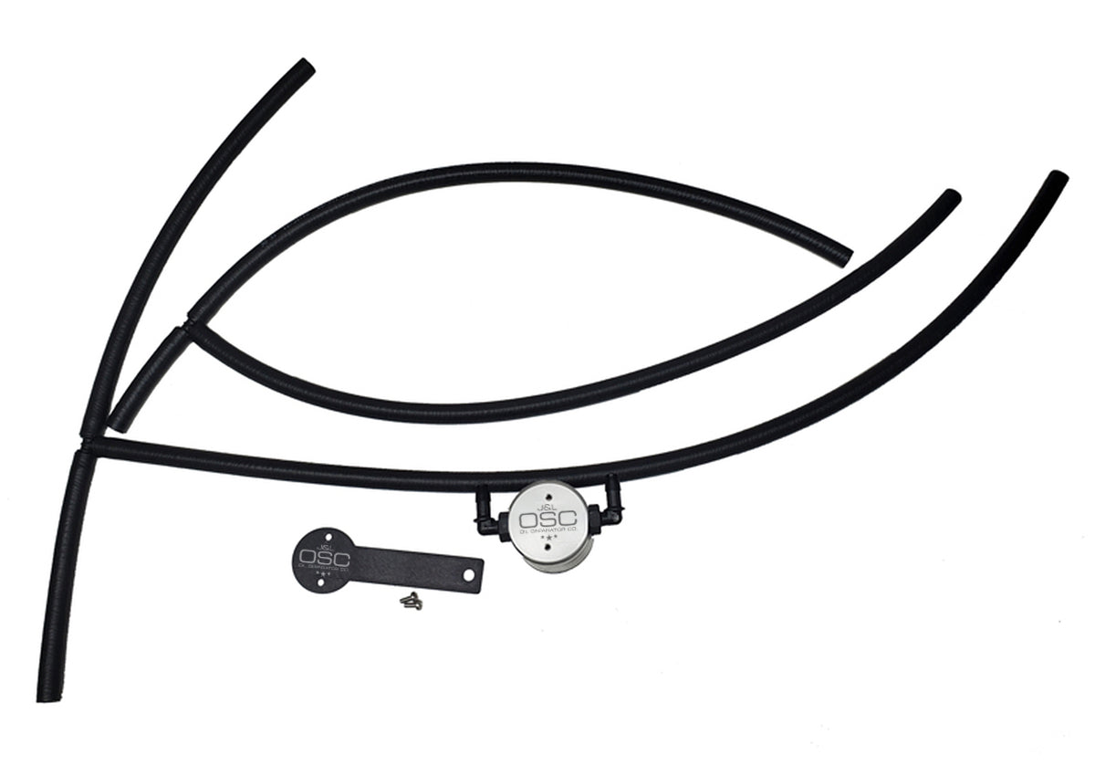 J&L 16-24 Nissan Titan 5.6L Passenger Side Oil Separator 3.0 - Clear Anodized - 3108P-C