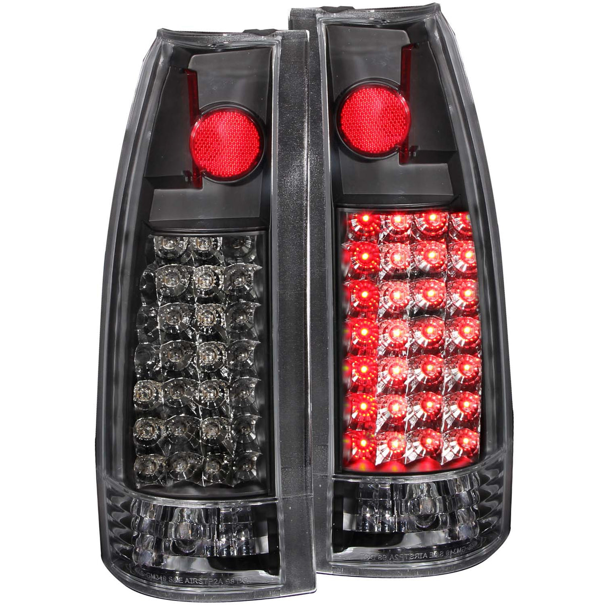 ANZO 1999-2000 Cadillac Escalade LED Taillights Black - 311006 for 1988-2000 Chevrolet C3500 - front view