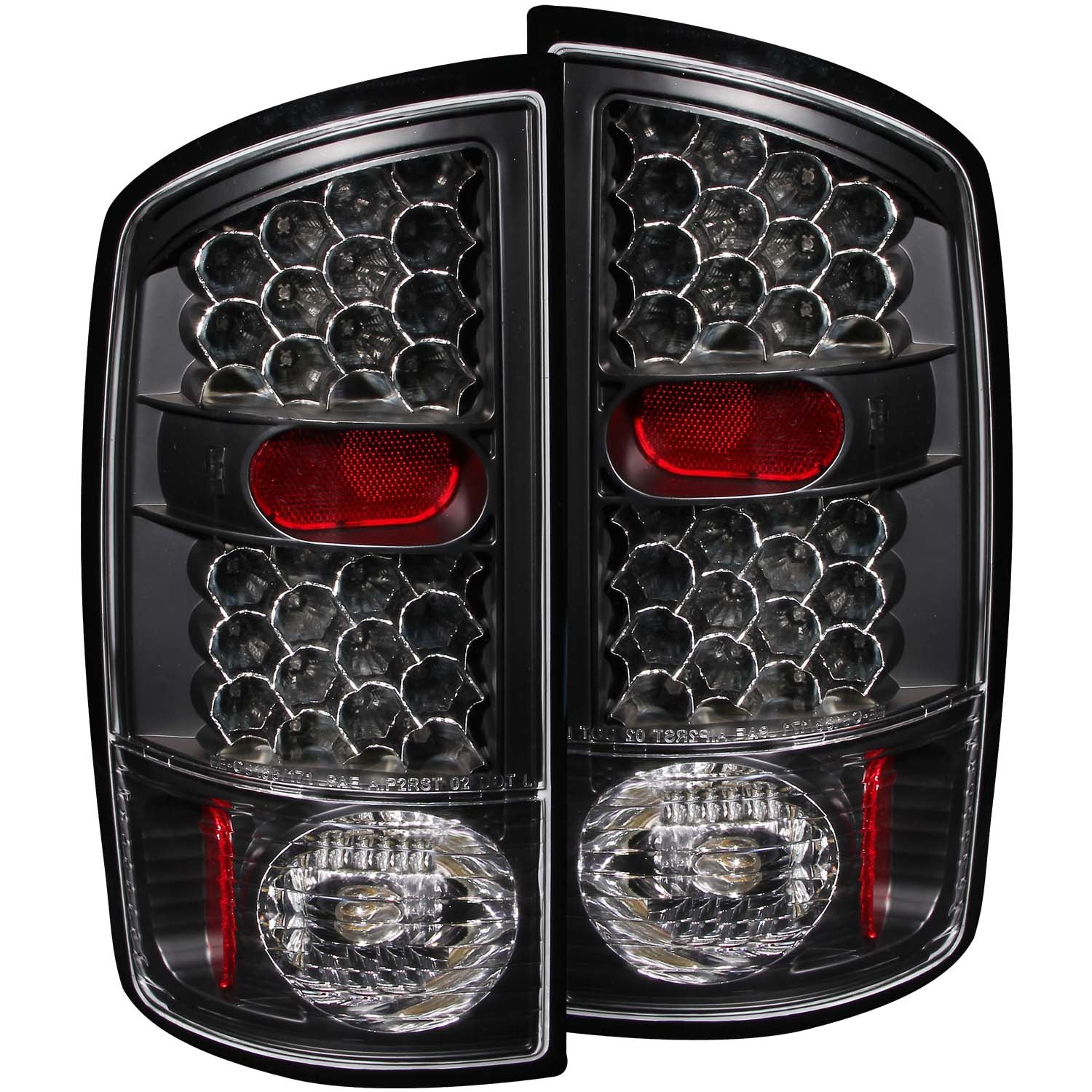 ANZO 2002-2005 Dodge Ram 1500 LED Taillights Black - 311018 for 2002-2006 Dodge Ram 1500 - front view