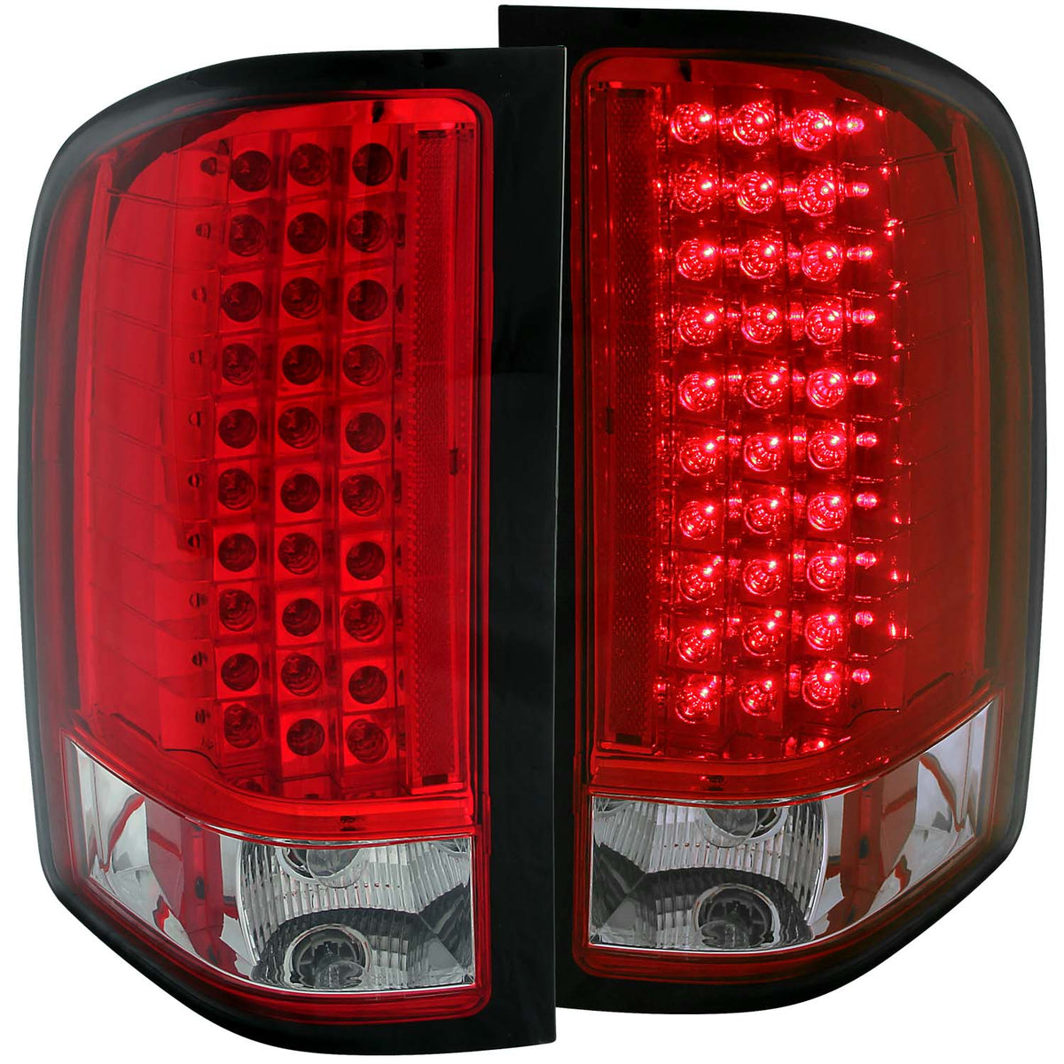 ANZO 2007-2013 Chevrolet Silverado 1500 LED Taillights Red/Clear - 311047 for 2007-2014 Chevrolet Silverado 2500 - front view
