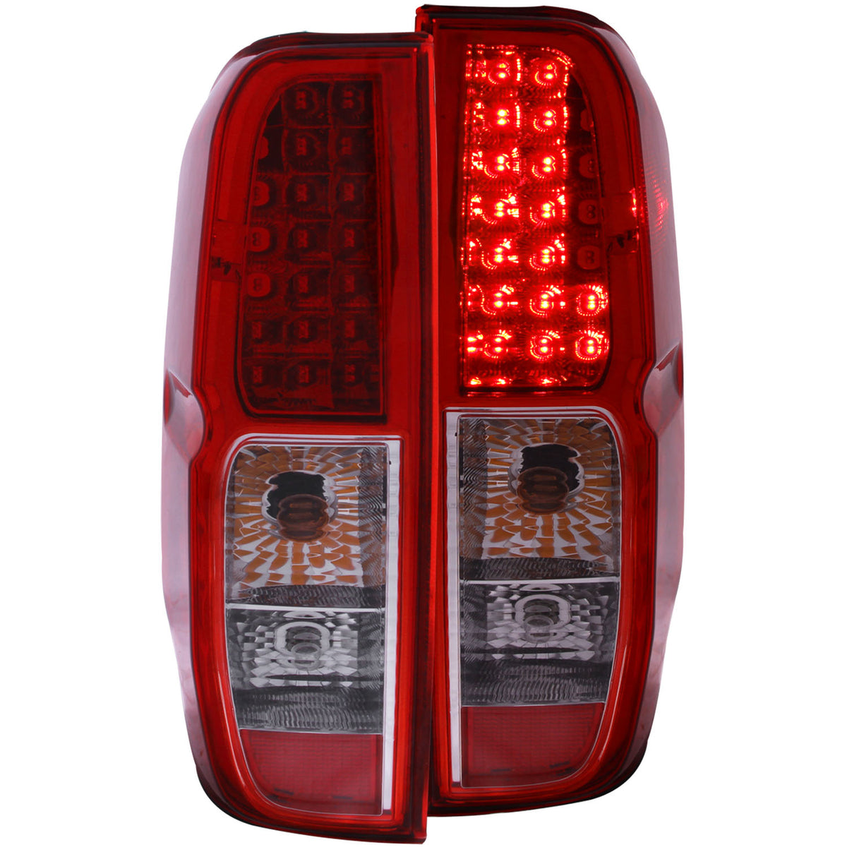 ANZO 2005-2008 Nissan Frontier LED Taillights Red/Clear - 311071 for 2005-2021 Nissan Frontier - front view