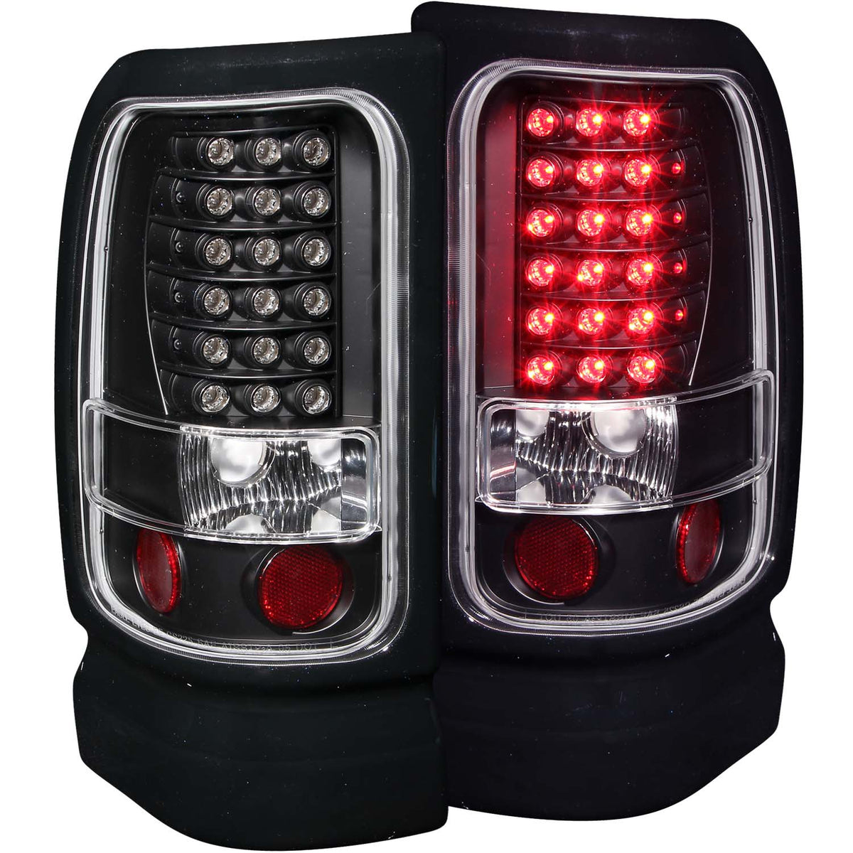 ANZO 1994-2001 Dodge Ram LED Taillights Black - 311073 for 1994-2002 Dodge Ram 2500 - front view