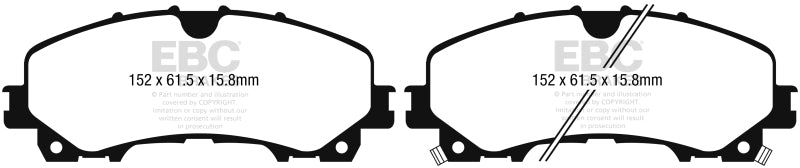EBC 14+ Nissan Rogue 2.5 3 row seating Greenstuff Front Brake Pads - DP63036