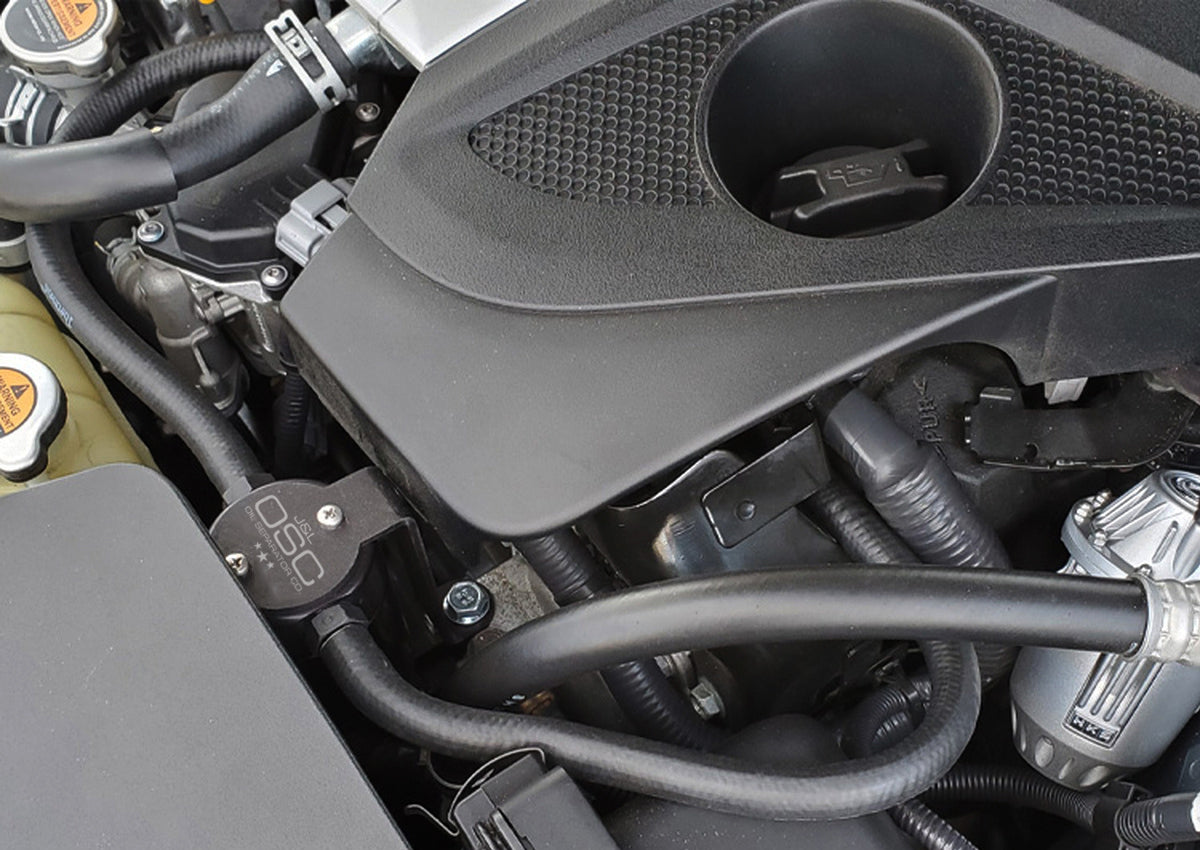 J&L 16-24 Infiniti Q50/Q60 3.0T Oil Separator 3.0 Driver Side - Black Anodized - 3110D-B
