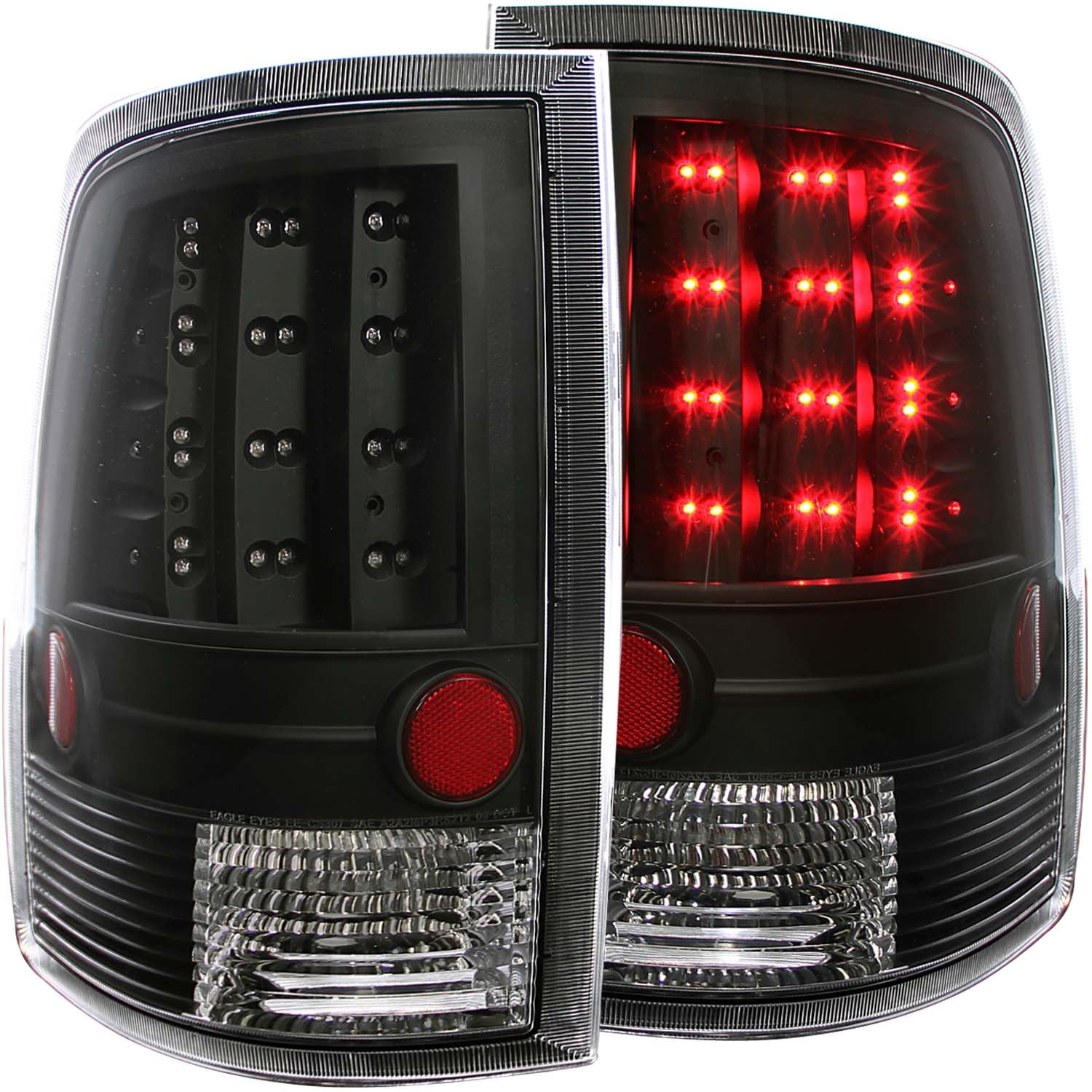 ANZO 2009-2015 Dodge Ram 1500 LED Taillights Black - 311144 for 2019-2023 Ram 1500 Classic - front view