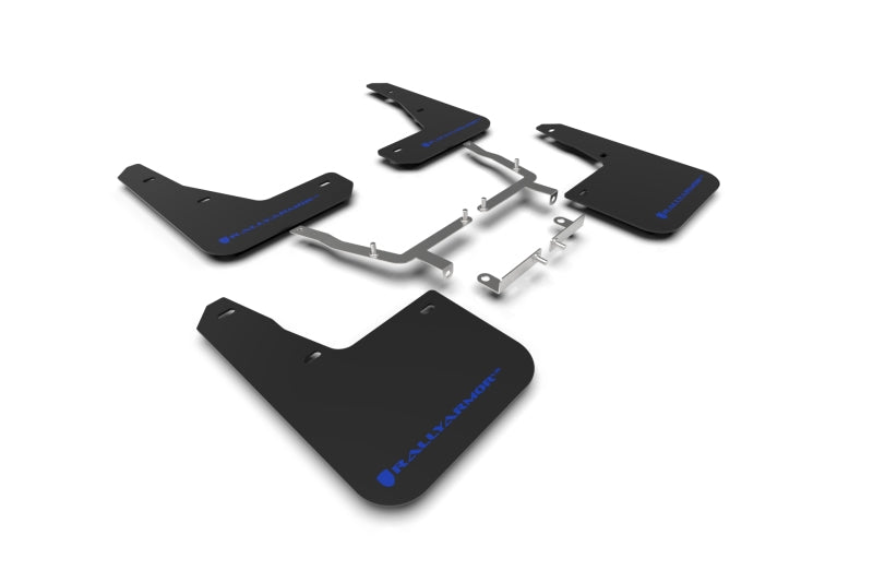 Rally Armor 19-24 Ford Focus ST MK4 Black UR Mud Flap w/Blue Logo - MF77-UR-BLK/BL