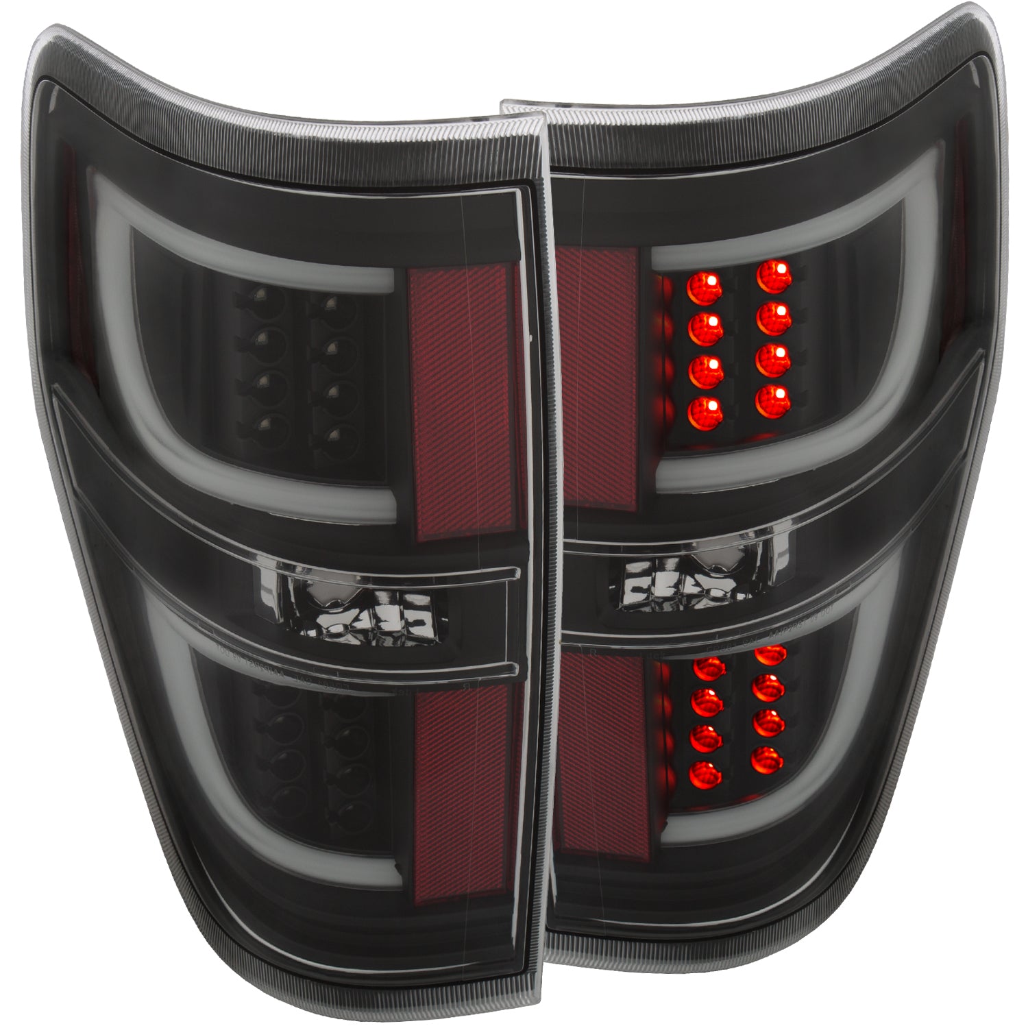 ANZO 2009-2013 Ford F-150 LED Taillights Black - 311257 for 2009-2014 Ford F 150 - front view