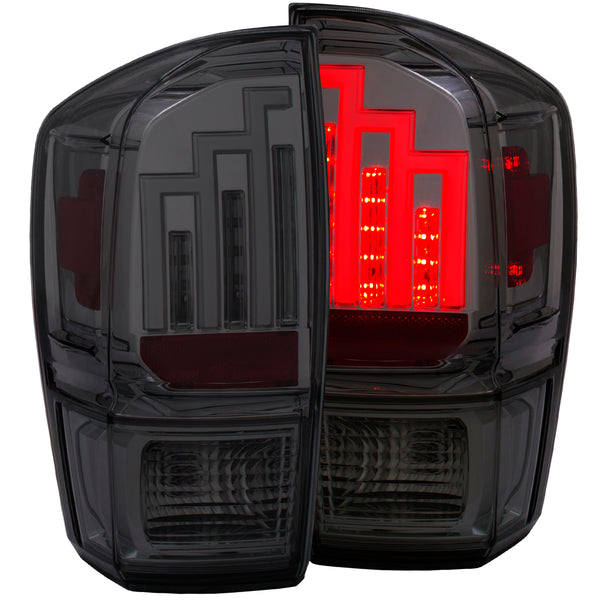ANZO 2016-2017 Toyota Tacoma LED Taillights Smoke - 311282 for 2016-2023 Toyota Tacoma - front view