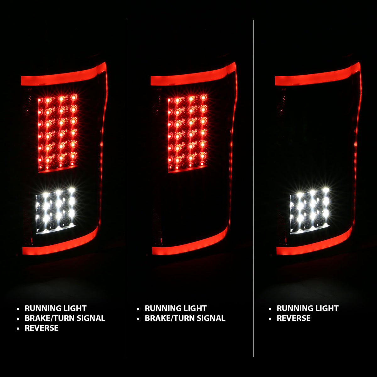 ANZO 2015-2017 Ford F-150 LED Taillights Black - 311285 for 2015-2017 Ford F 150 - front view