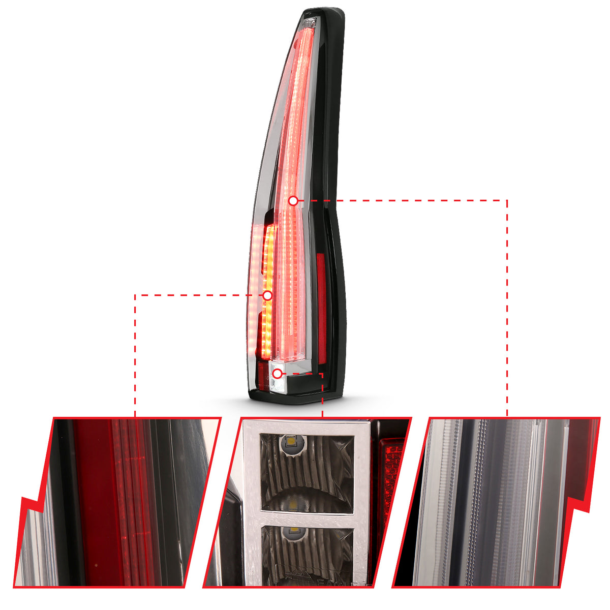 ANZO 2007-2014 Cadillac Escalade Led Taillights Red/Clear - 311296