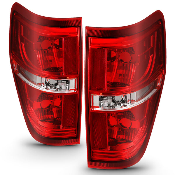 ANZO 2009-2014 Ford F-150 Euro Taillight Red/Clear (W/O Bulb) - 311299 for 2009-2014 Ford F 150 - front view
