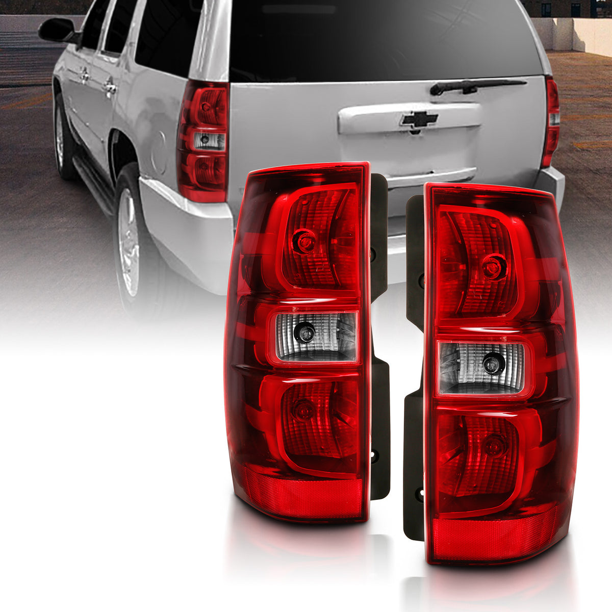 ANZO 2007-2014 Chevy Tahoe Taillight Red/Clear Lens (OE Replacement) - 311304 for 2007-2014 Chevrolet Suburban 1500 - front v