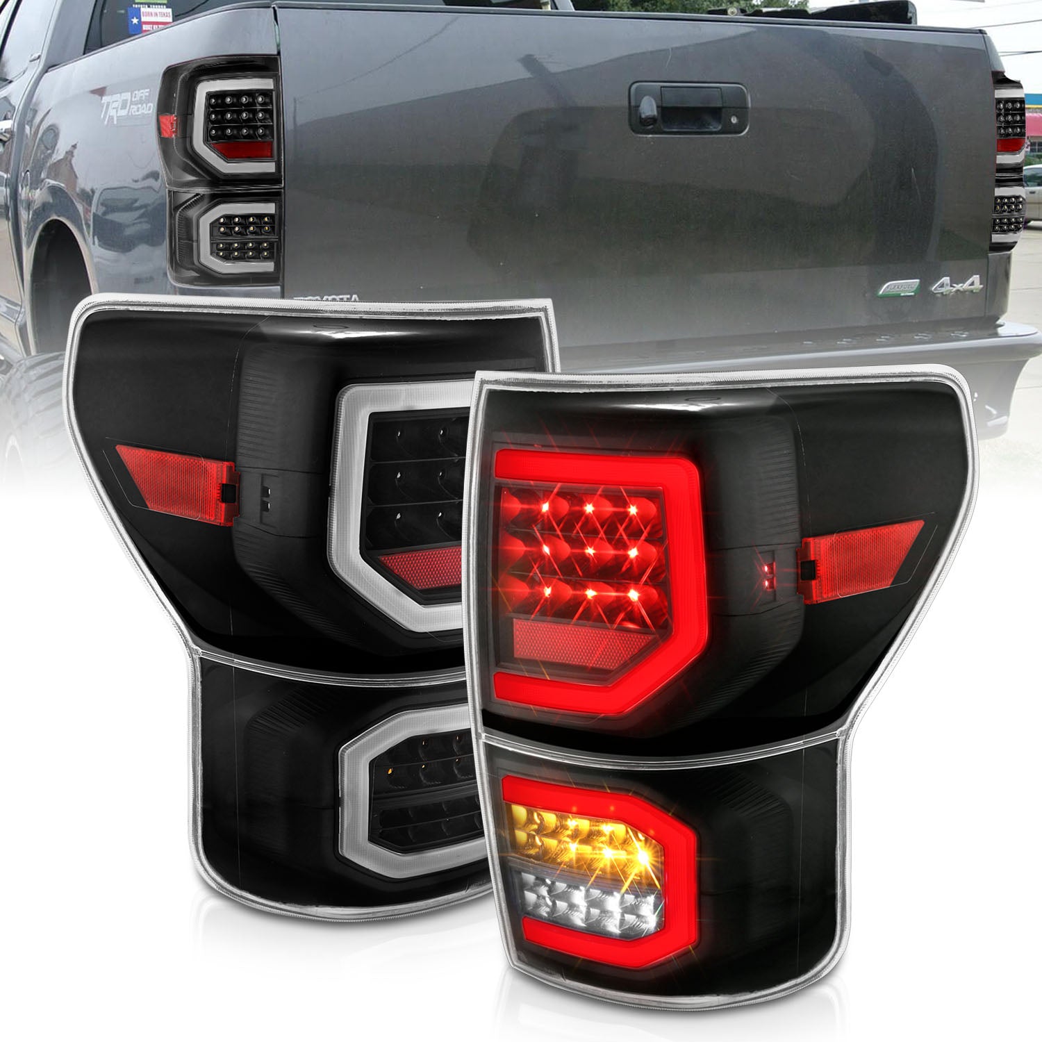 ANZO 2007-2013 Toyota Tundra LED Taillights Plank Style Black w/Clear Lens - 311336 for 2007-2013 Toyota Tundra - front view