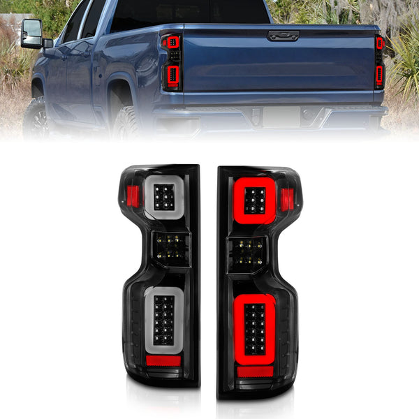 Anzo 19-21 Chevy Silverado Full LED Tailights Black Housing Clear Lens G2 (w/C Light Bars) - 311414 for 2019-2024 Chevrolet S