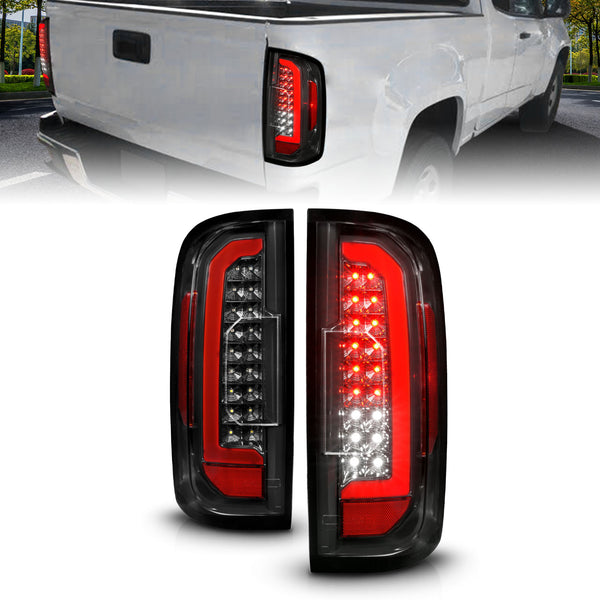 ANZO 15-21 GMC Canyon Full LED Taillights w/ Red Lightbar Black Housing/Clear Lens - 311434 for 2015-2022 GMC Canyon - front 