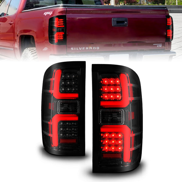 ANZO 15-19 Chevrolet Silverado 2500 HD/3500 HD LED Taillight w/ Sequential Black Housing/Smoke Lens - 311451 for 2014-2018 Ch