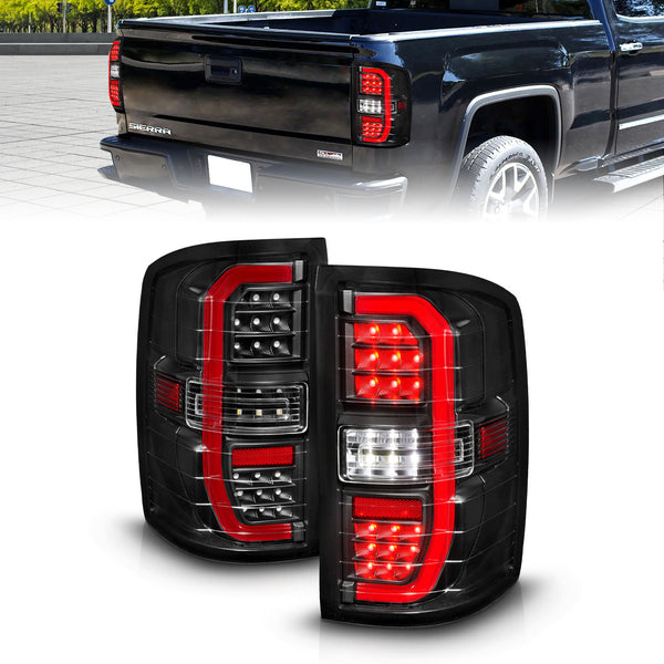 ANZO 14-18 GMC Sierra 1500 Full LED Taillights Black Housing Clear Lens (w/C Light Bars) - 311464 for 2014-2019 GMC Sierra 15