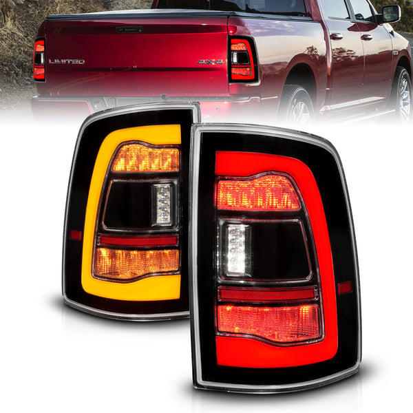 ANZO 09-18 Dodge Ram 1500 Sequential LED Taillights Black w/Switchback Amber Signal - 311471 for 2019-2023 Ram 1500 Classic -