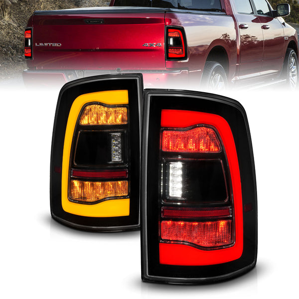 ANZO 09-18 Dodge Ram 1500 Sequential LED Taillights Smoke Black w/Switchback Amber Signal - 311472 for 2019-2023 Ram 1500 Cla