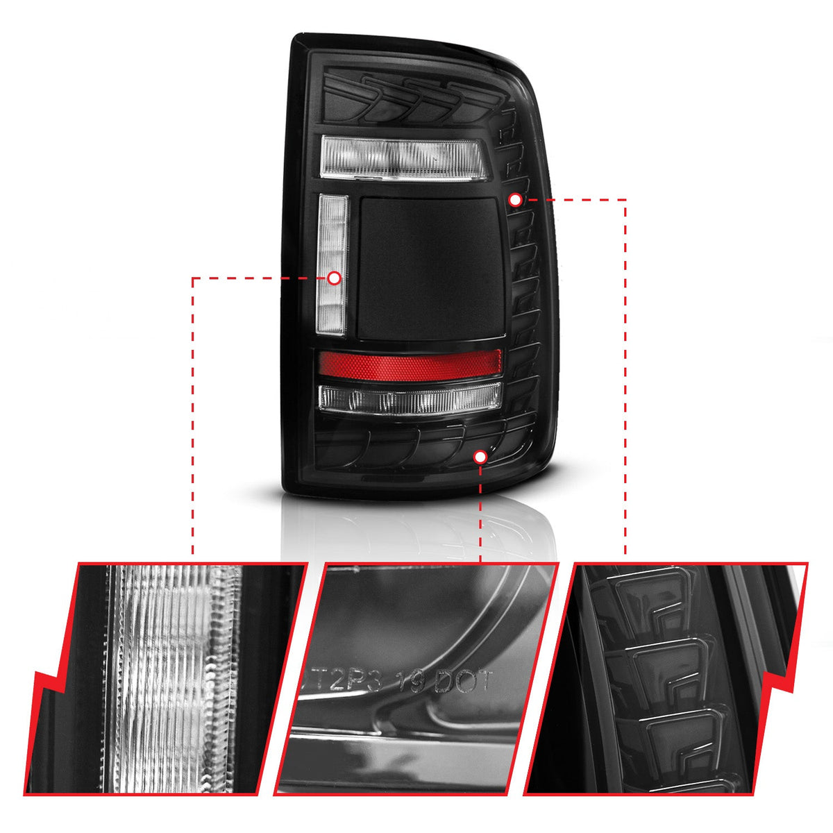 RAM 2500/3500 19-24 FULL LED SEQUENTIAL TAIL LIGHTS BLACK CLEAR LENS (FITS ALL MODELS)