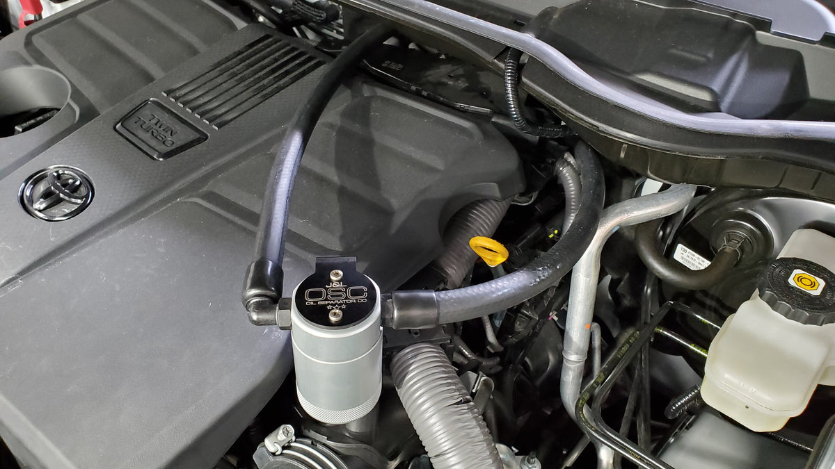 J&L 22+ Toyota Tundra 3.5L Turbo Oil Separator 3.0 Driver Side - Clear Anodized - 3115D-C