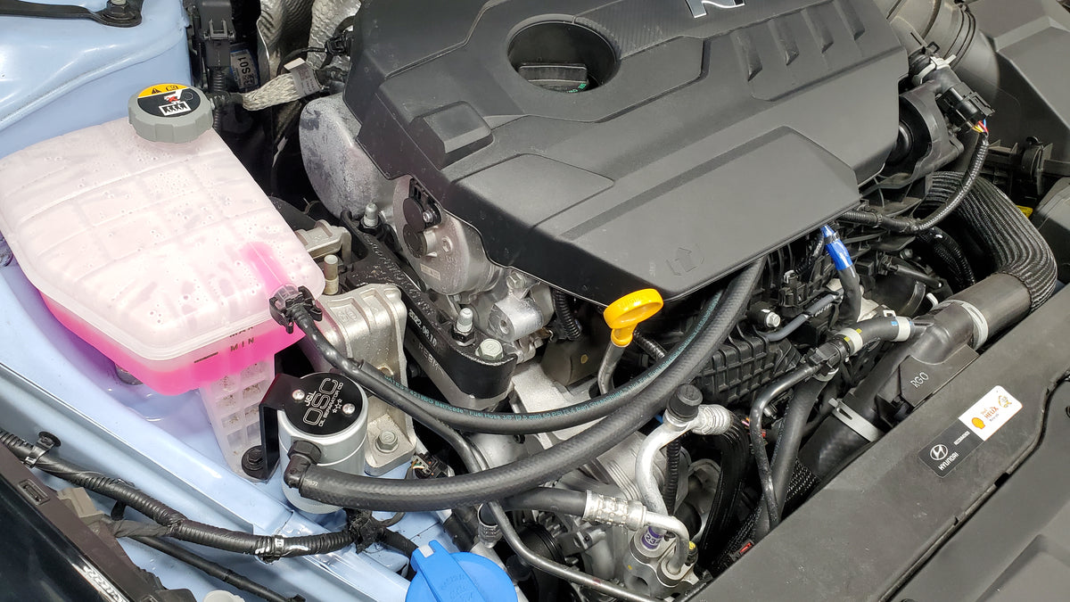 J&L 22-24 Hyundai Elantra N 2.0L Oil Separator 3.0 Passenger Side - Clear Anodized - 3119P-C