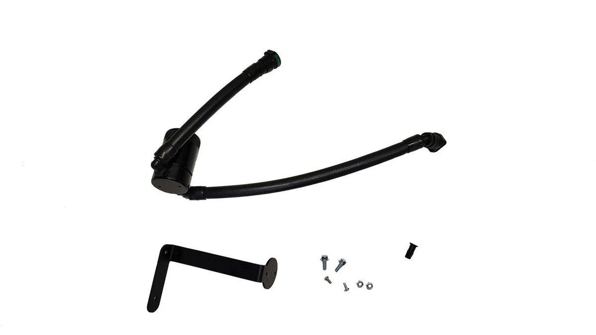 J&L 18-20 Ford F-150 5.0L Oil Separator 3.0 PCV Side - Black Anodized - 3133P-B