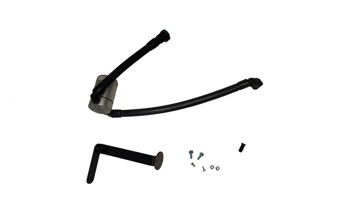 J&L 18-20 Ford F-150 5.0L Oil Separator 3.0 PCV Side - Clear Anodized - 3133P-C
