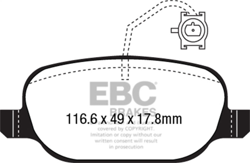 EBC 2014+ Alfa Romeo 4C 1.75L Turbo Redstuff Rear Brake Pads - DP32236C