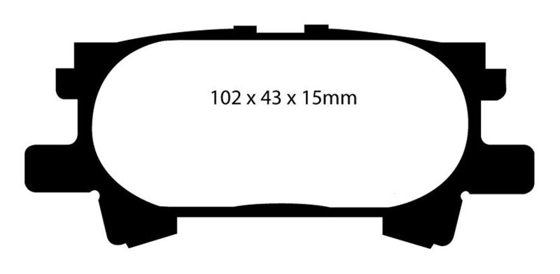 EBC 04-07 Lexus RX330 3.3 Yellowstuff Rear Brake Pads - DP41682R for 2004-2009 Lexus RX - angle view