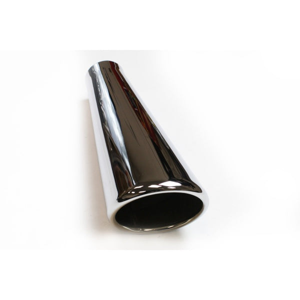 JBA 2in x 4in x 11in Rolled Stainless Steel Polished Chrome Trumpet Tip - Weld On - 12-08211 by JBA - front view