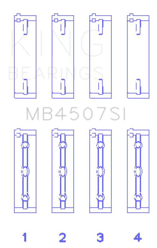 King Engine Bearings Suzuki H25A H27A (Size +0.50mm) Main Bearing Set - MB4507SI0.5