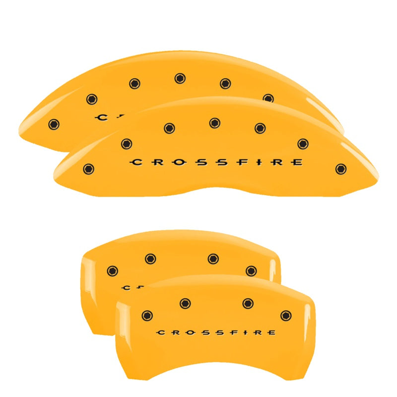 MGP 4 Caliper Covers Engraved F &amp; R Crossfire Yellow Finish Black Char 2005 Chrysler Crossfire - 32010SCRFYL