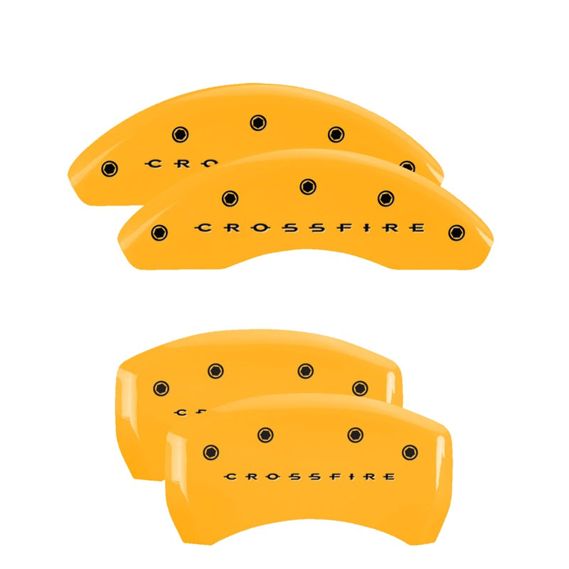 MGP 4 Caliper Covers Engraved F &amp; R Crossfire Yellow Finish Black Char 2004 Chrysler Crossfire - 32011SCRFYL