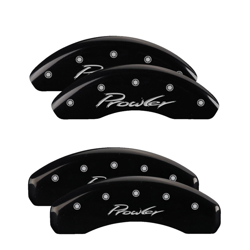 MGP 4 Caliper Covers Engraved Front &amp; Rear Prowler Black finish silver ch - 32014SPRLBK