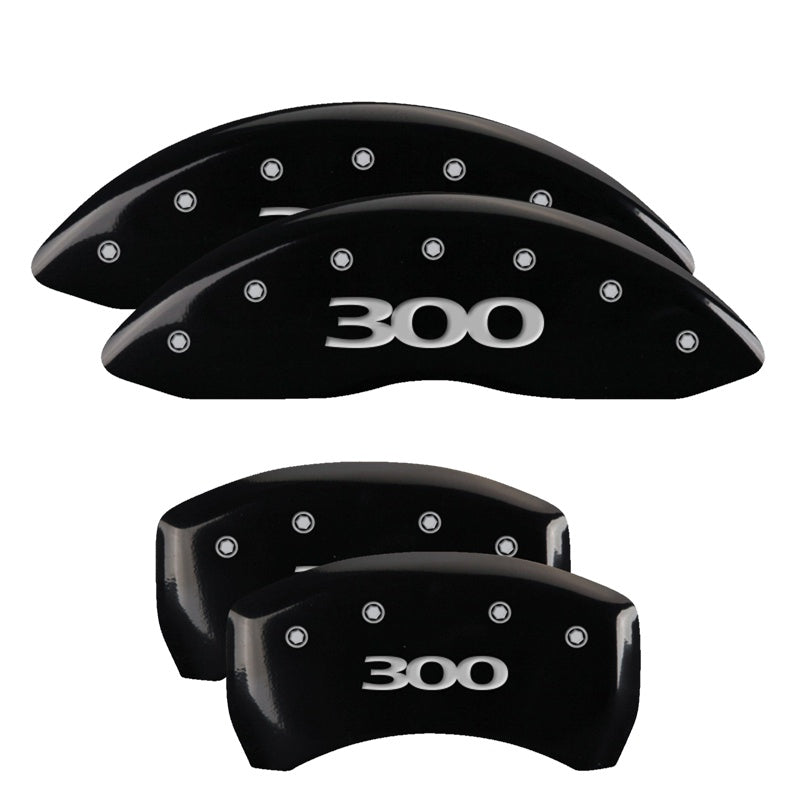MGP 4 Caliper Covers Engraved Front &amp; Rear 300 Black finish silver ch - 32016S300BK