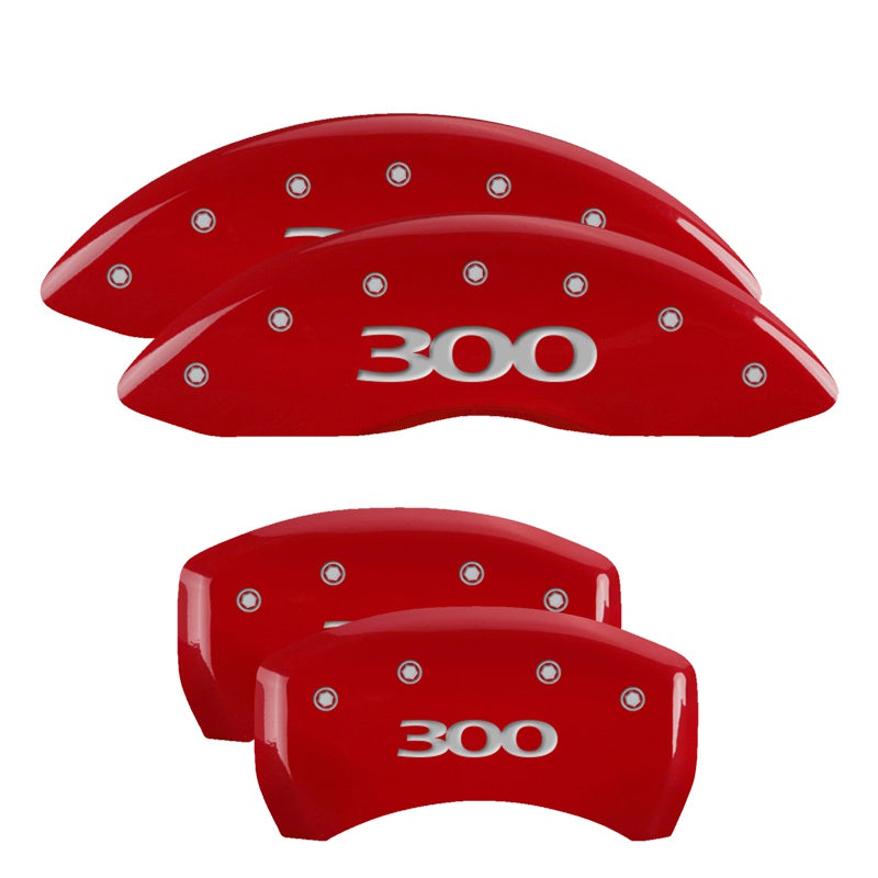 MGP 4 Caliper Covers Engraved Front &amp; Rear 300 Red finish silver ch - 32016S300RD