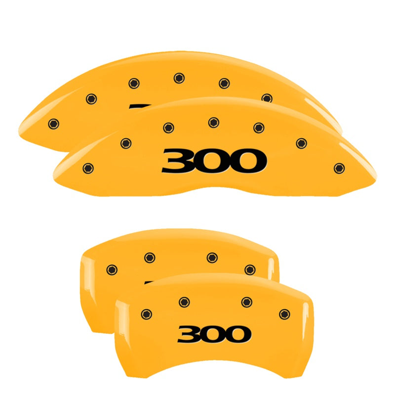MGP 4 Caliper Covers Engraved Front &amp; Rear 300 Yellow finish black ch - 32016S300YL