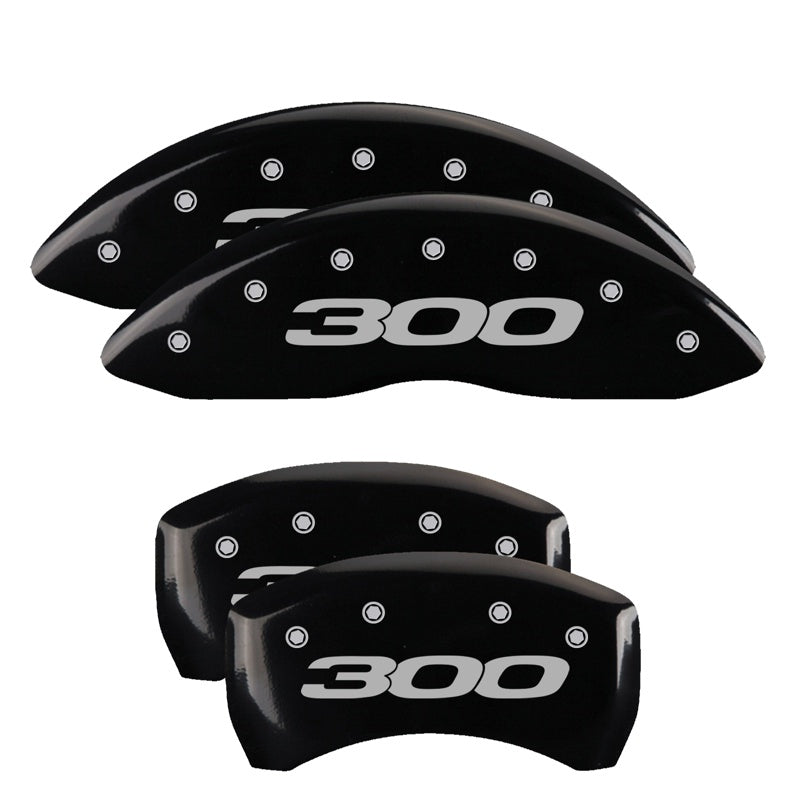 MGP 4 Caliper Covers Engraved Front &amp; Rear 300/2017 Black Finish Silver Char 2014 Chrysler 300 - 32016S301BK