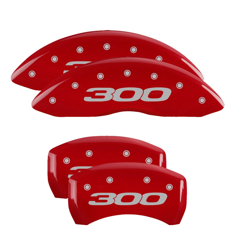 MGP 4 Caliper Covers Engraved Front &amp; Rear 300/2017 Red Finish Silver Char 2014 Chrysler 300 - 32016S301RD