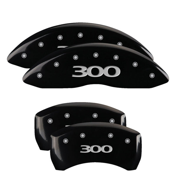 MGP 4 Caliper Covers Engraved Front &amp; Rear 300 Black finish silver ch - 32020S300BK