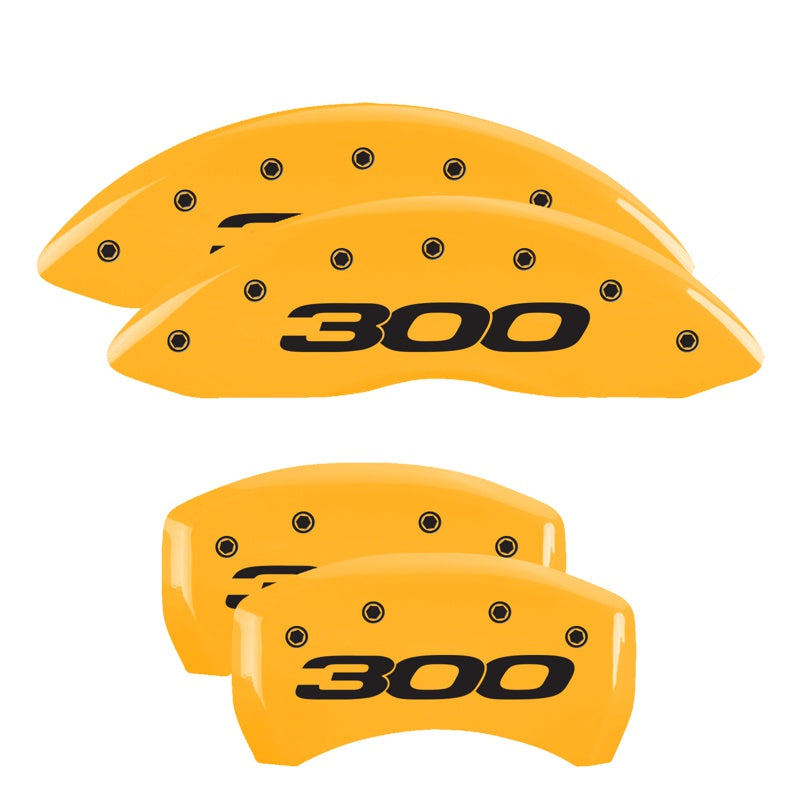MGP 4 Caliper Covers Engraved Front &amp; Rear 300/2017 Yellow Finish Black Char 2011 Chrysler 300 - 32020S301YL