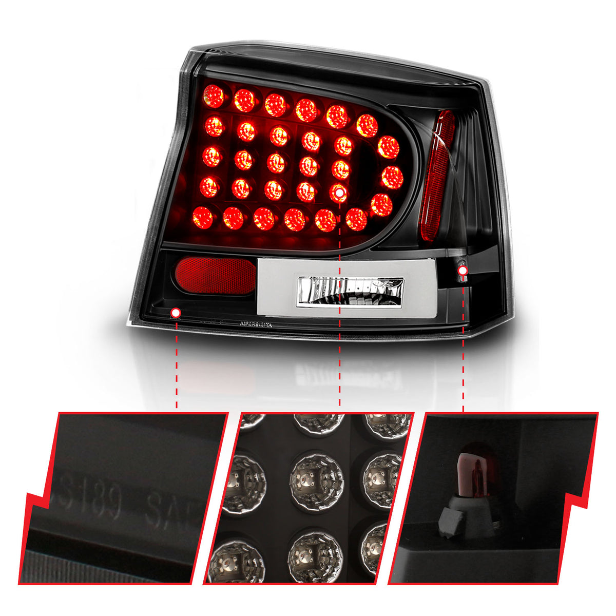 ANZO 2006-2008 Dodge Charger LED Taillights Black - 321014