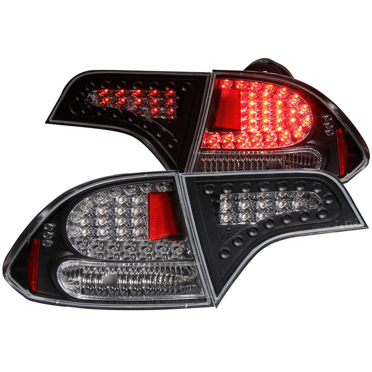 ANZO 2006-2011 Honda Civic LED Taillights Black - 321152 for 2006-2011 Honda Civic - front view