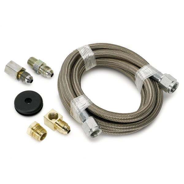 Autometer #4 Braided SS Line (-4AN) 6ft -4AN and 1/8in NPTF Fittings - 3228