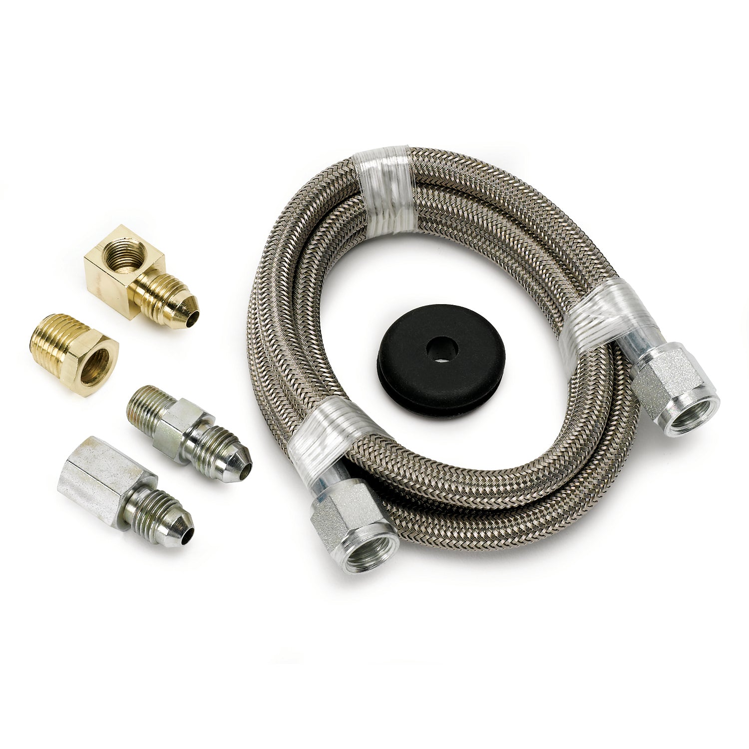 Autometer #4 Braided SS Line (-4AN) 4ft 3/16in ID Fittings - 3229